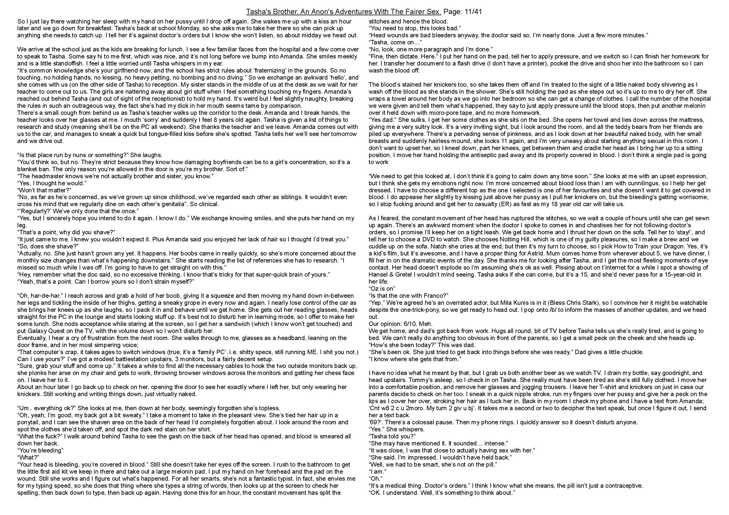 Anon's sister comes into the shower with him. Anon's meets her friend, and discovers family secrets.